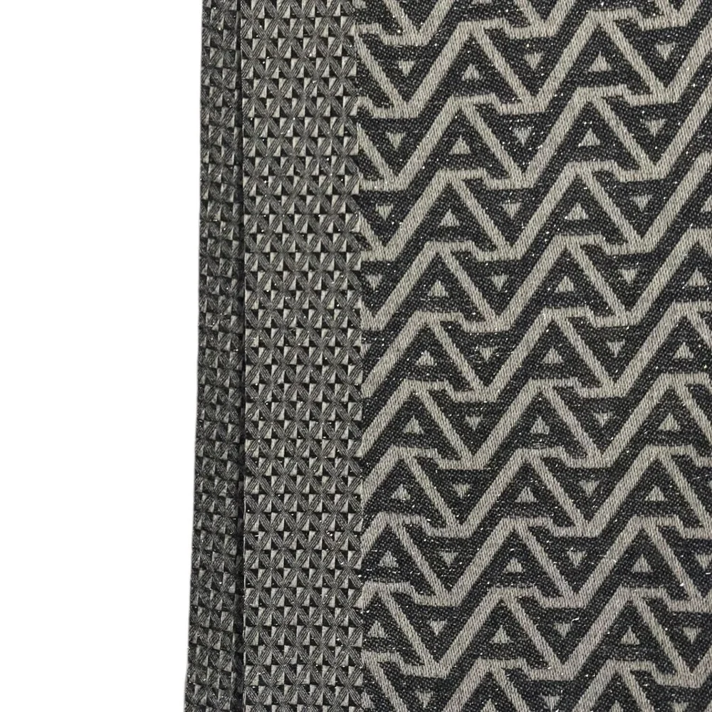 Aldo Womens Grey Black Geometric Chevron Metallic Knit Fringe Scarf NWT One Size